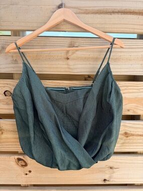 White House Black Market Green Draped Wrap Cami